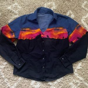 Retro Vintage Western Button Down